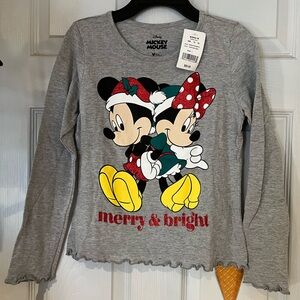 Disney Gray Long Sleeve Shirt with Mickey and Minnie